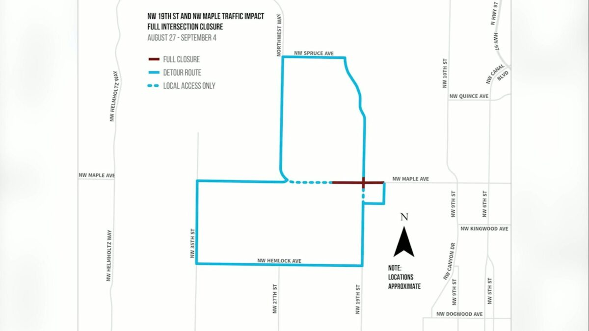 Redmond intersection closure scheduled from Aug. 27 to Sept. 4