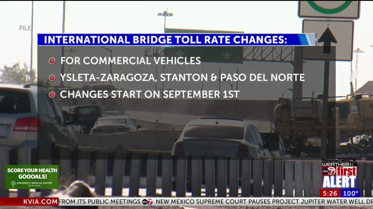 International bridge toll rates to change Sept. 1