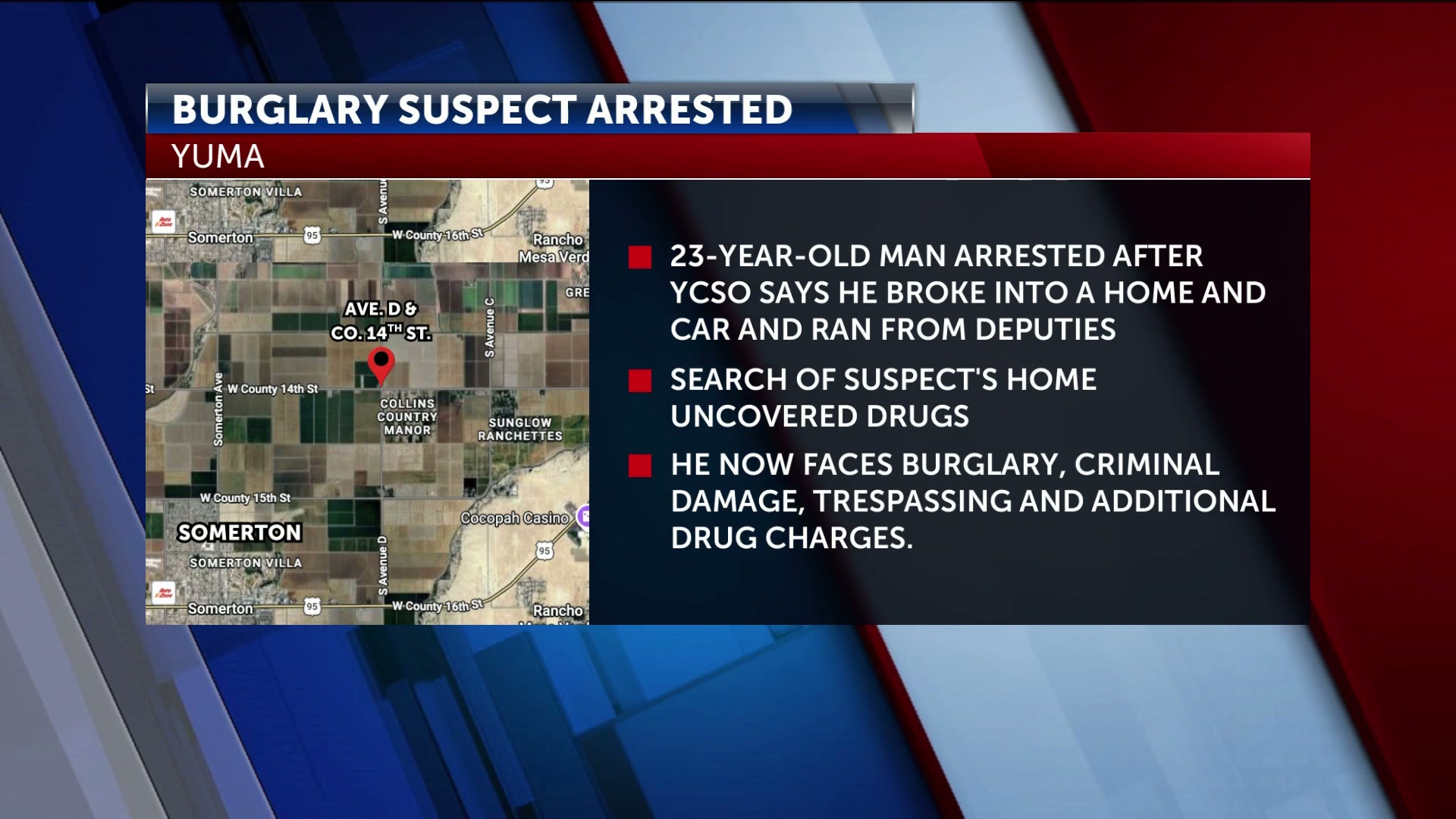 Somerton man faces burglary and narcotics charges