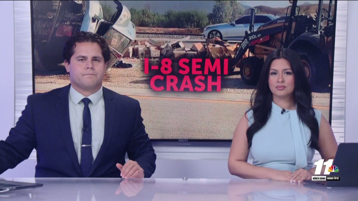 Two injured in semi crash on I-8 in Winterhaven