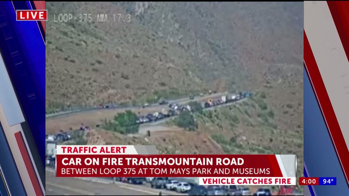 Vehicle catches fire on Transmountain