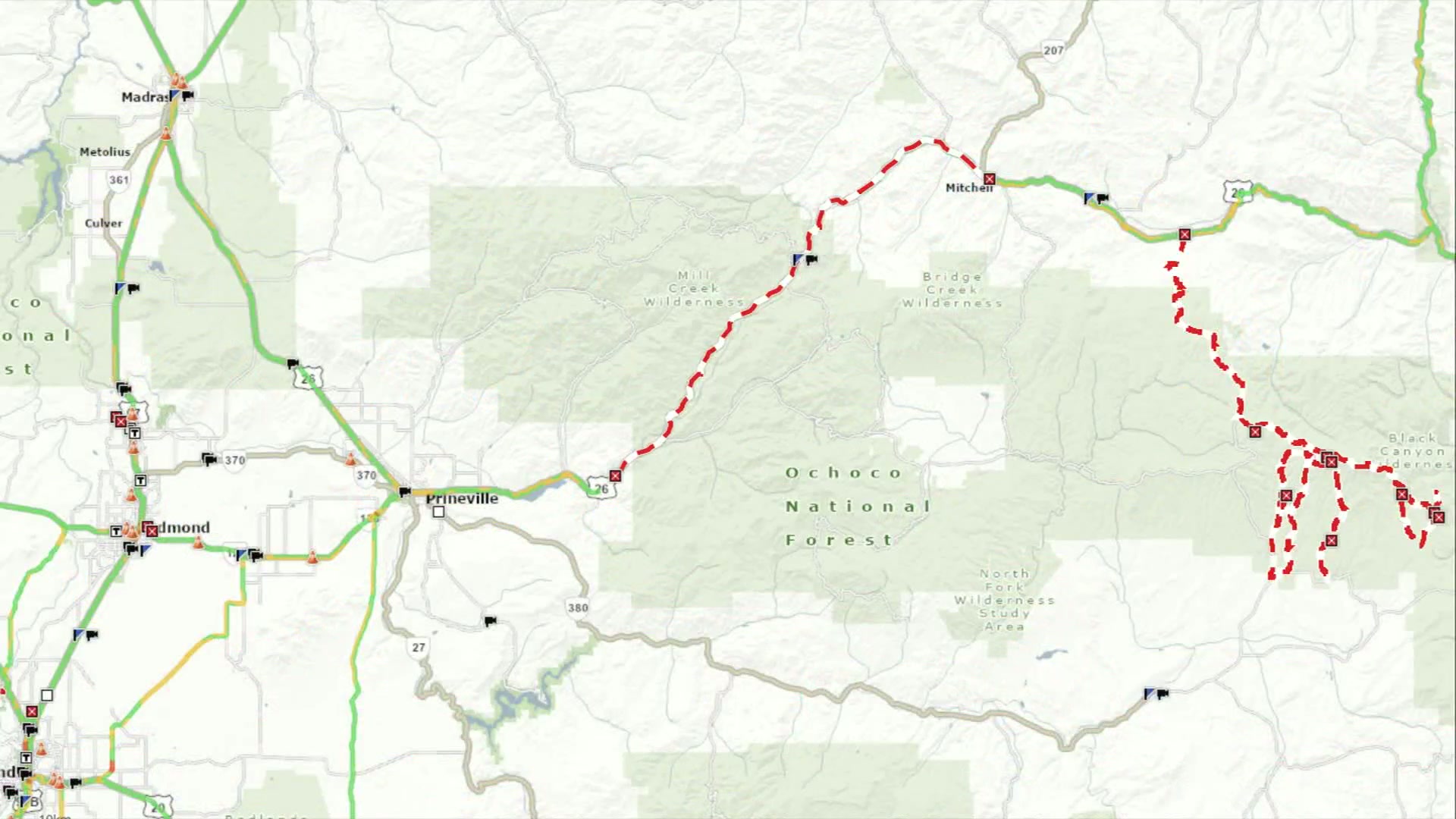 Highway 26 closed near Prineville due to wildfire operations
