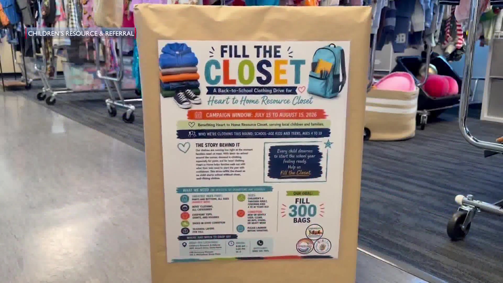Fill the Closet school donations welcome