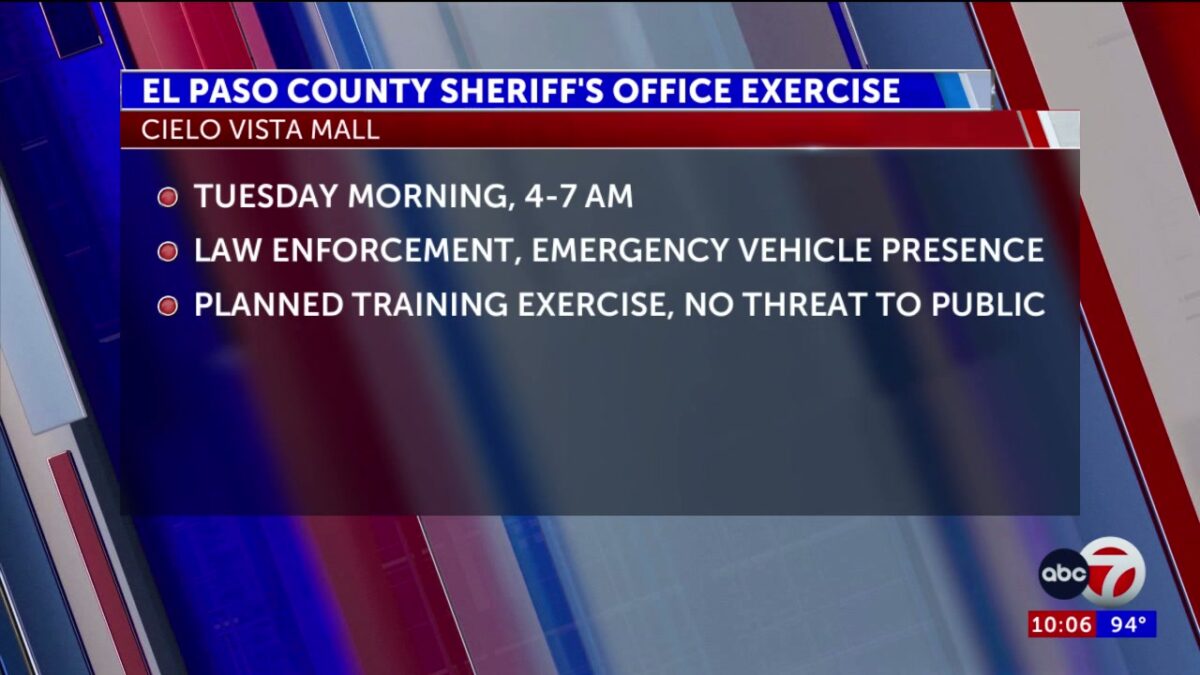 El Paso County Sheriff’s Office to hold training at Cielo Vista Mall Tuesday