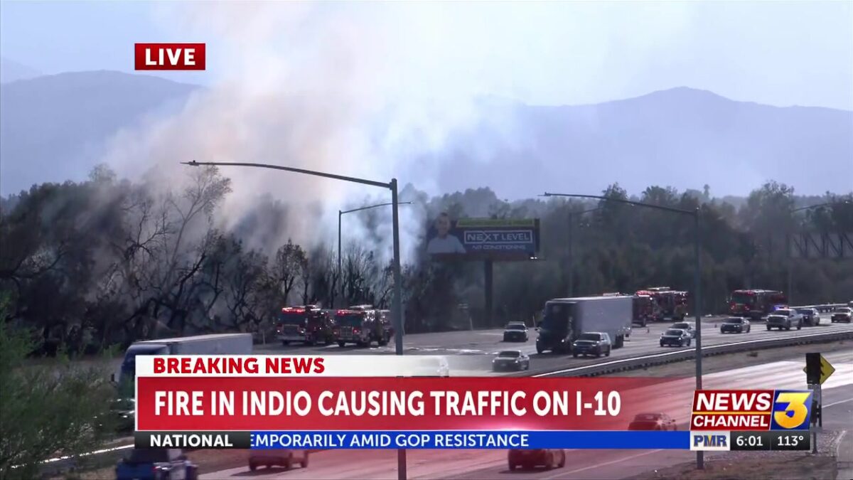 Indio wildfire near Jefferson St. slows traffic on eastbound I-10