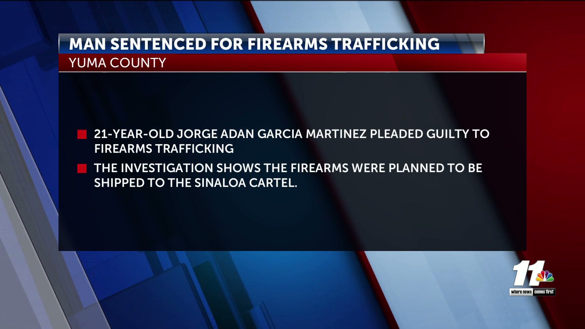 Yuma-area man sentenced to nearly 11 years in prison for firearms trafficking