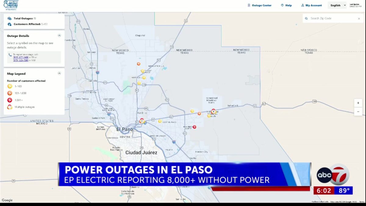 Thousands of customers without power in El Paso