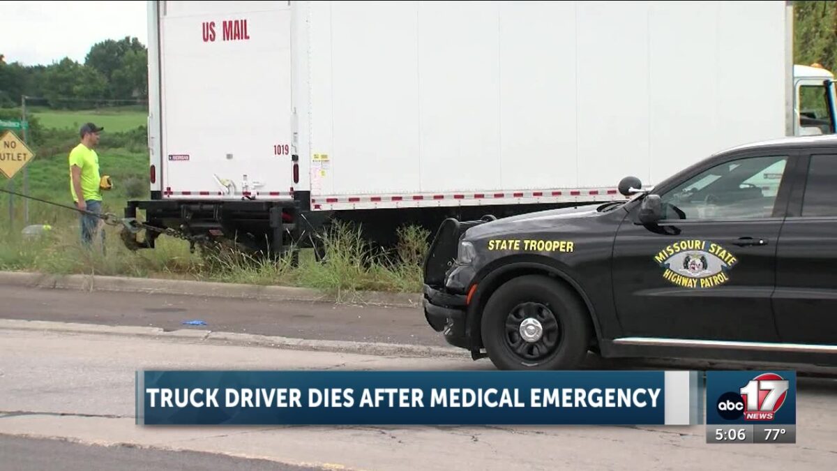 Medical emergency kills driver of box truck hauling for Postal Service