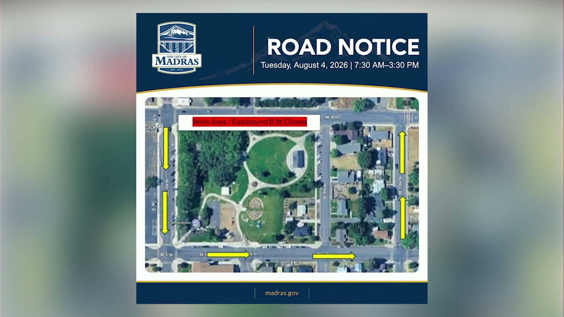TRAFFIC ALERT: City of Madras completing tree trimming work