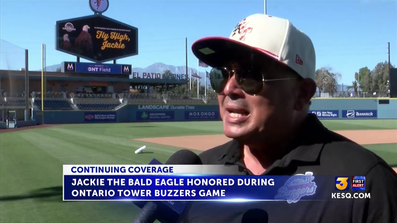 Jackie the Bald Eagle honored during Ontario Tower Buzzers game