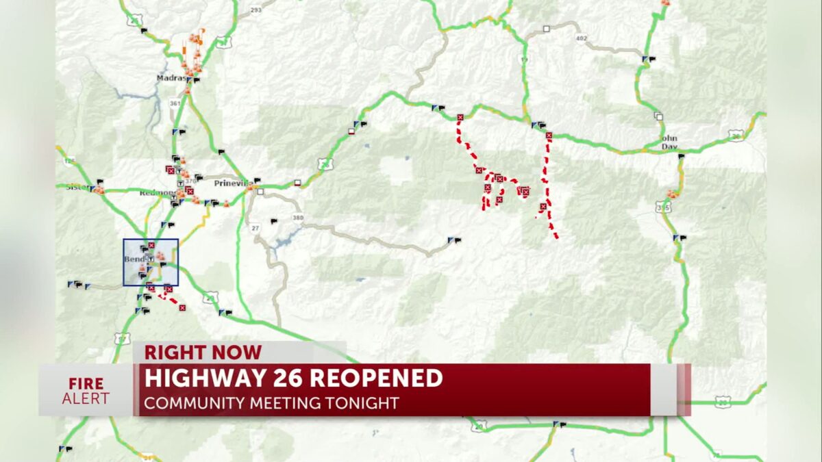 Highway 26 between Prineville and Mitchell reopens following closure due to wildfires in the area