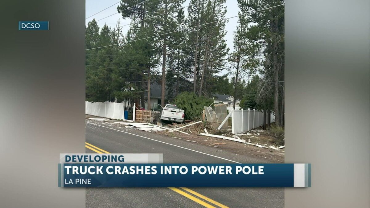 One injured in La Pine crash involving power pole and fence