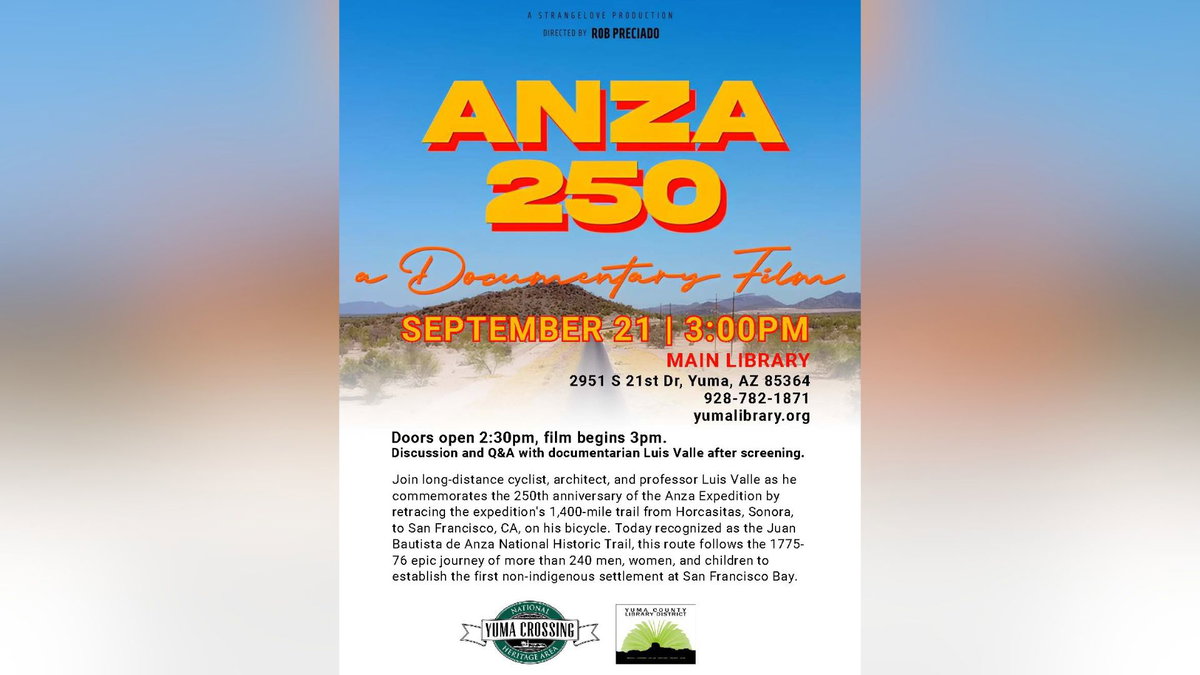 Documentary filmmaker to screen Anza 250 in Yuma