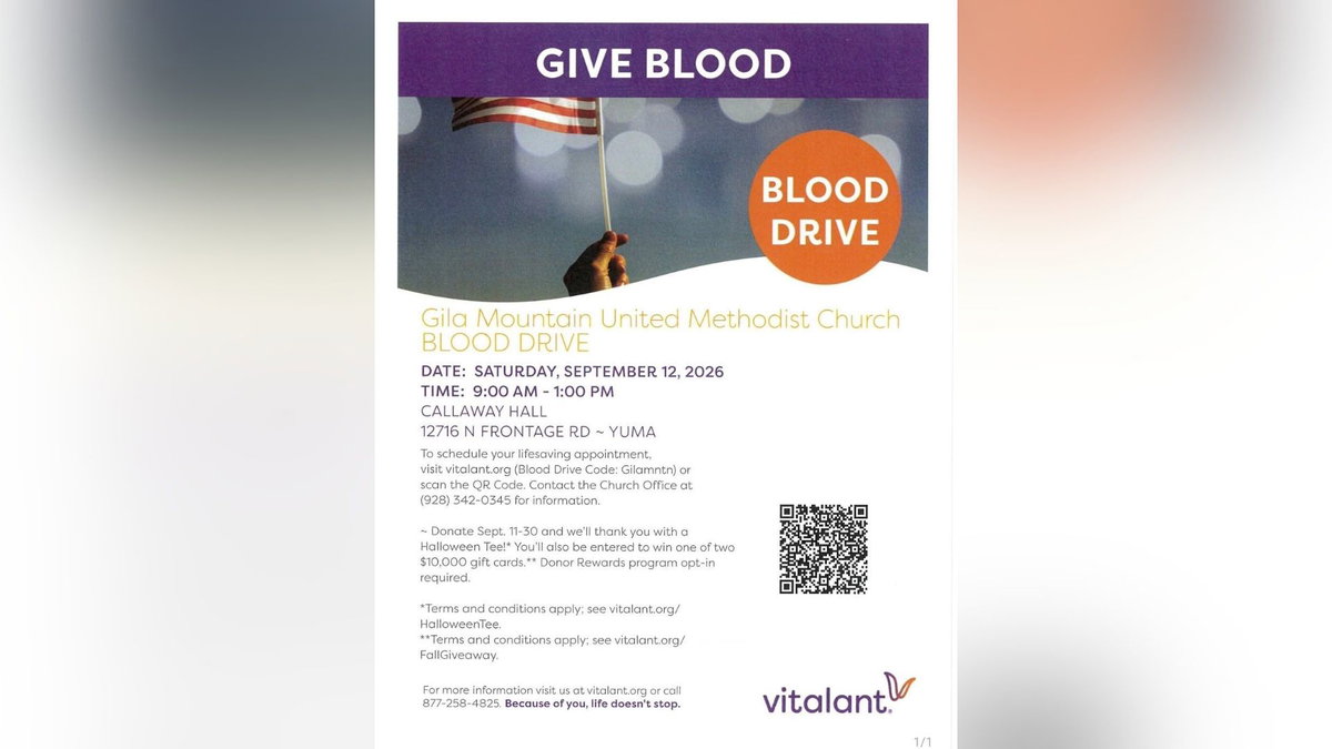 Gila Mountain United Methodist Church Blood Drive happening soon
