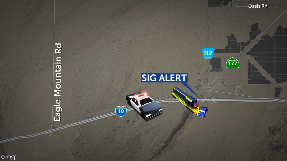 One eastbound lane of I-10 reopens near Desert Center after series of big rig crashes