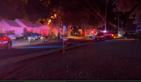 Flames seen coming from home near Business Loop 70