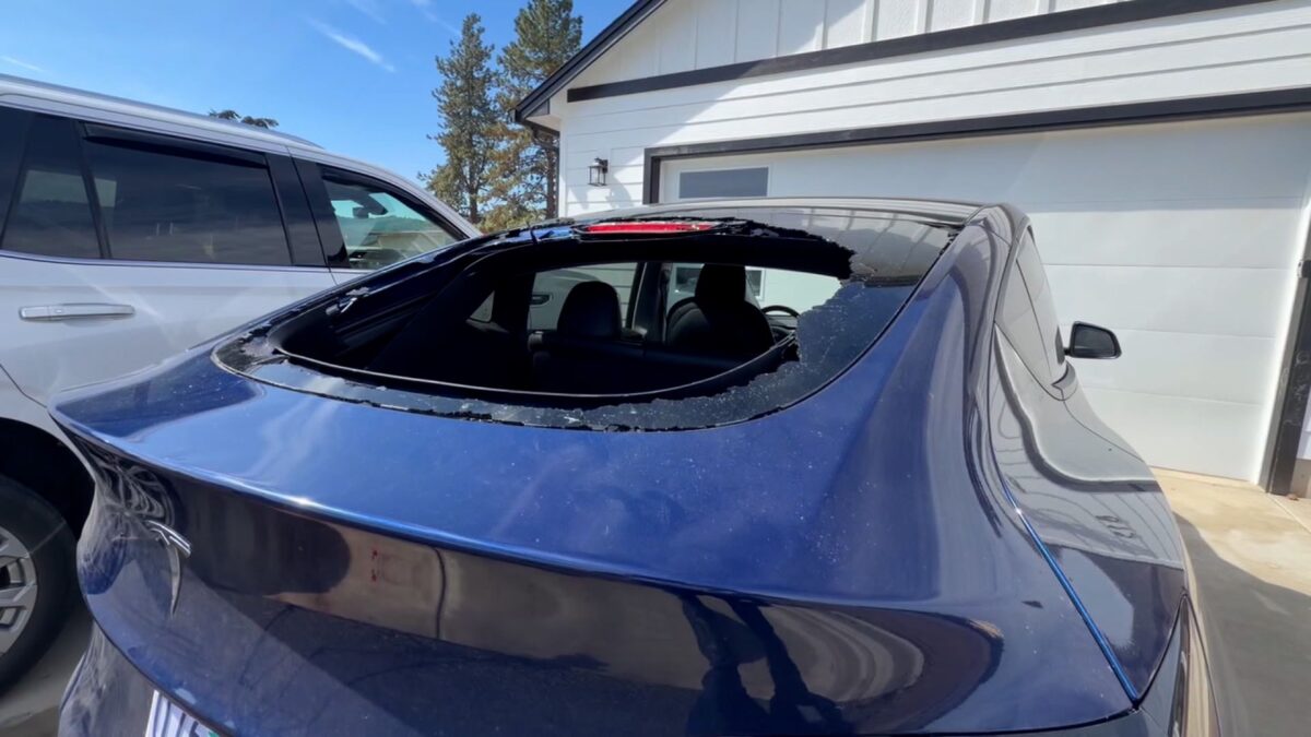 Matthew Keller checked the Tesla’s cameras and saw someone moving around inside. He then drove until he could get cell service