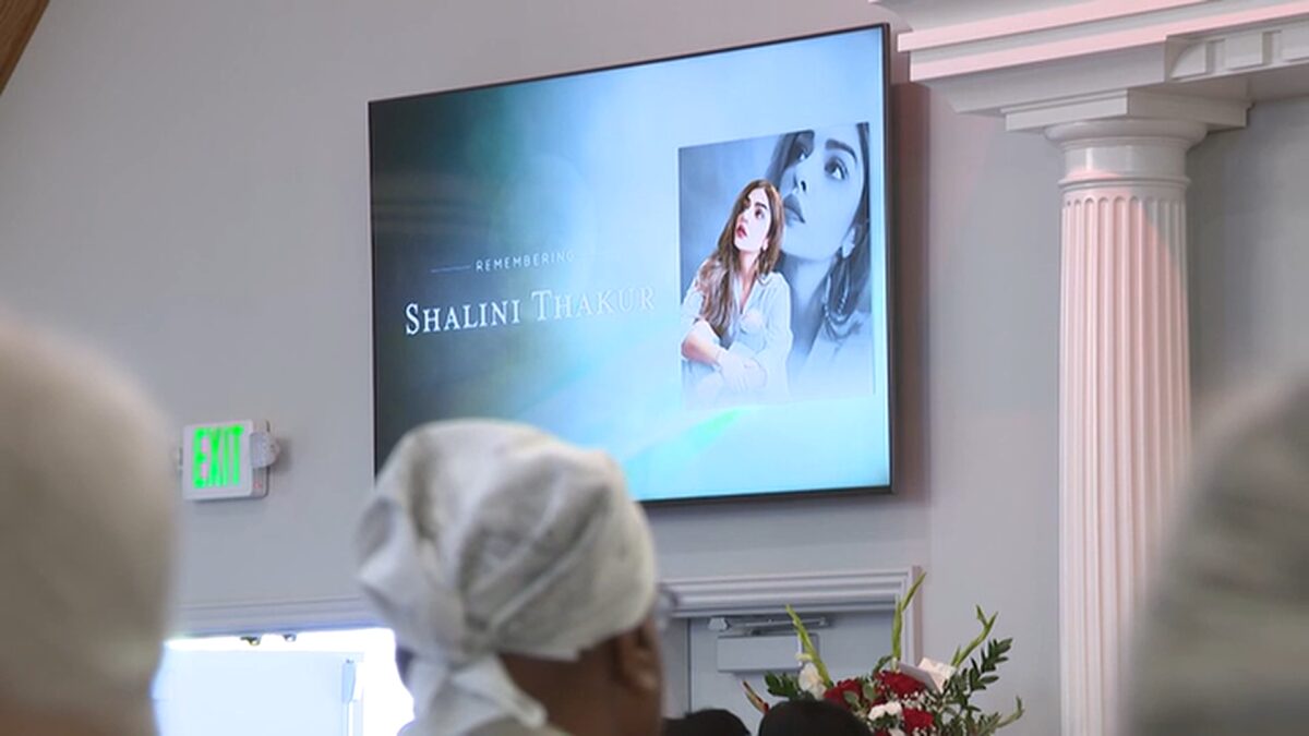 Friends and family gathered for the funeral of Shalini Thakur