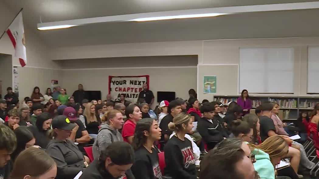 Parents and student-athletes filled the Davis Library at Hollister High School during a San Benito High School District board meeting Tuesday night
