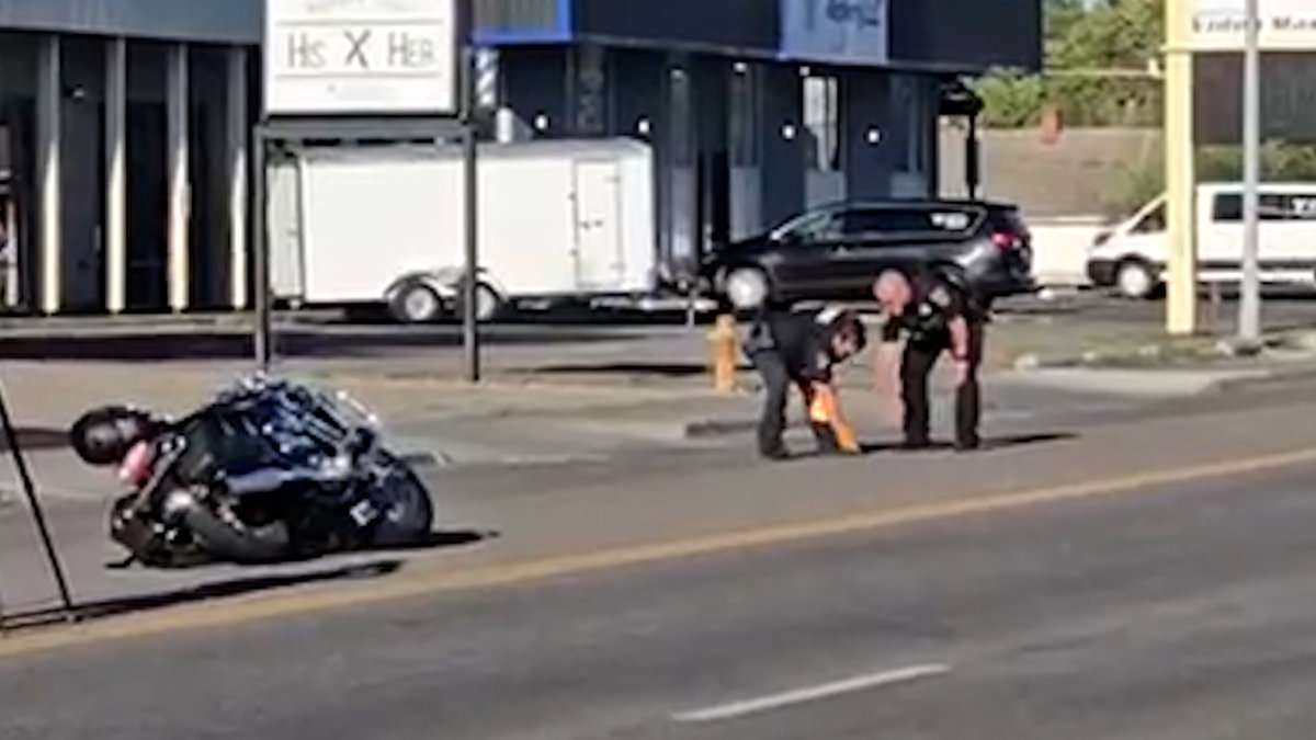 Rider hospitalized after Sunday night First Street motorcycle crash