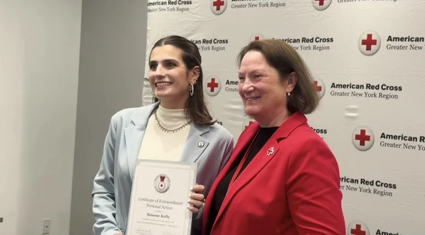 Volunteer EMT Simone Kelly and Doreen Howe