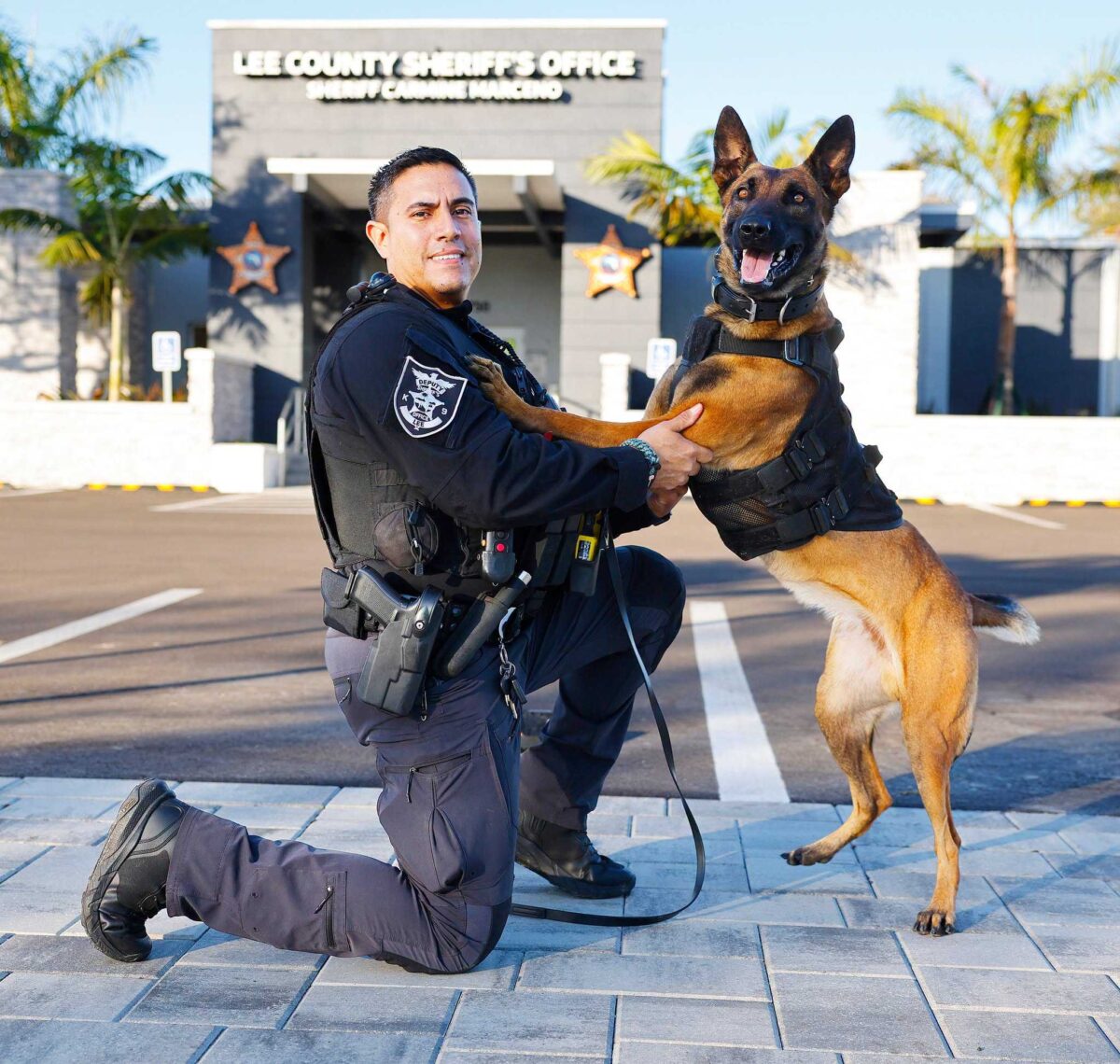 K9 Dundee with the Lee County Sheriff's Office on Florida's west coast died Monday while assisting deputies with the apprehension of a suspect.