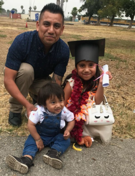 Wilver Blanco with his children.