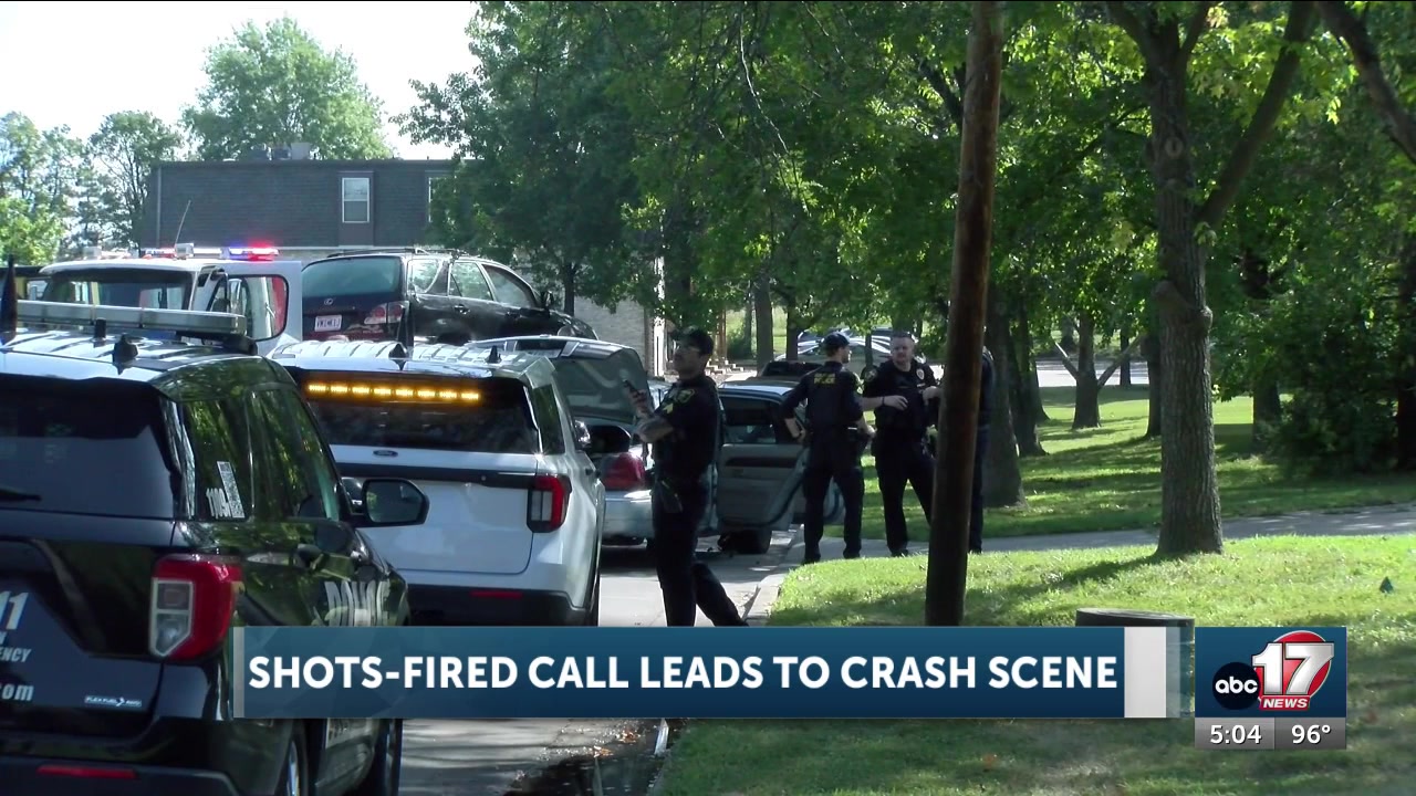 One detained after shots-fired call leads to crash scene