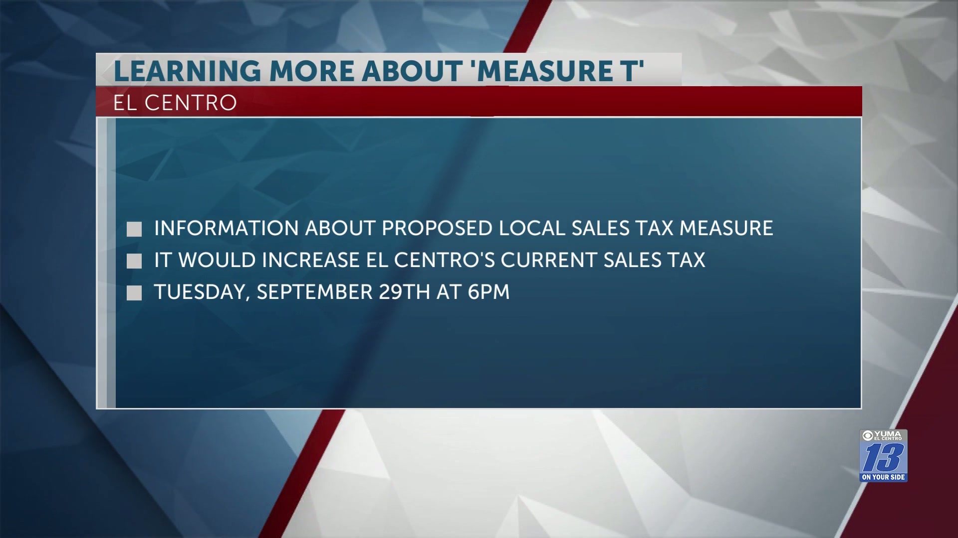 City of El Centro to host in-person meeting on Measure T