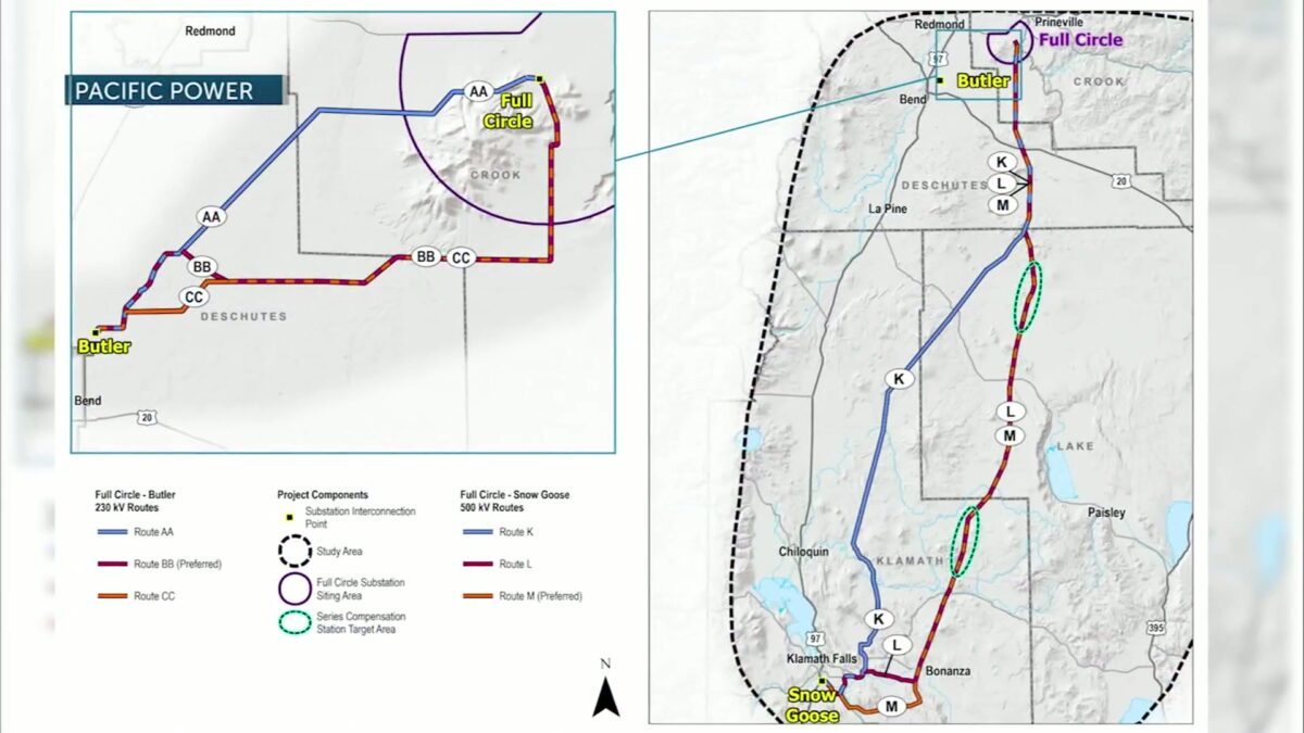 Pacific Power presents preferred route for transmission line after public pushback