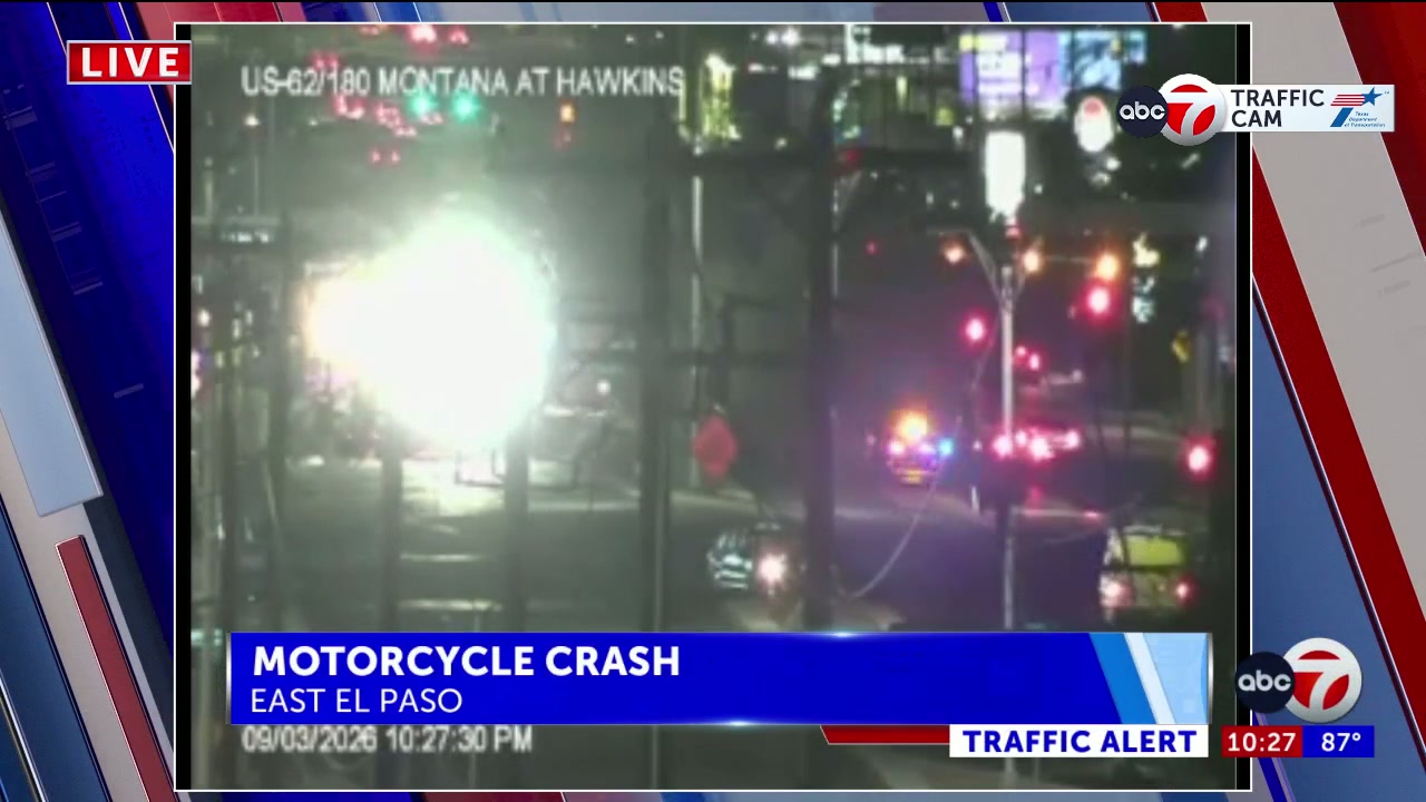 East El Paso motorcycle crash hospitalizes 1 person