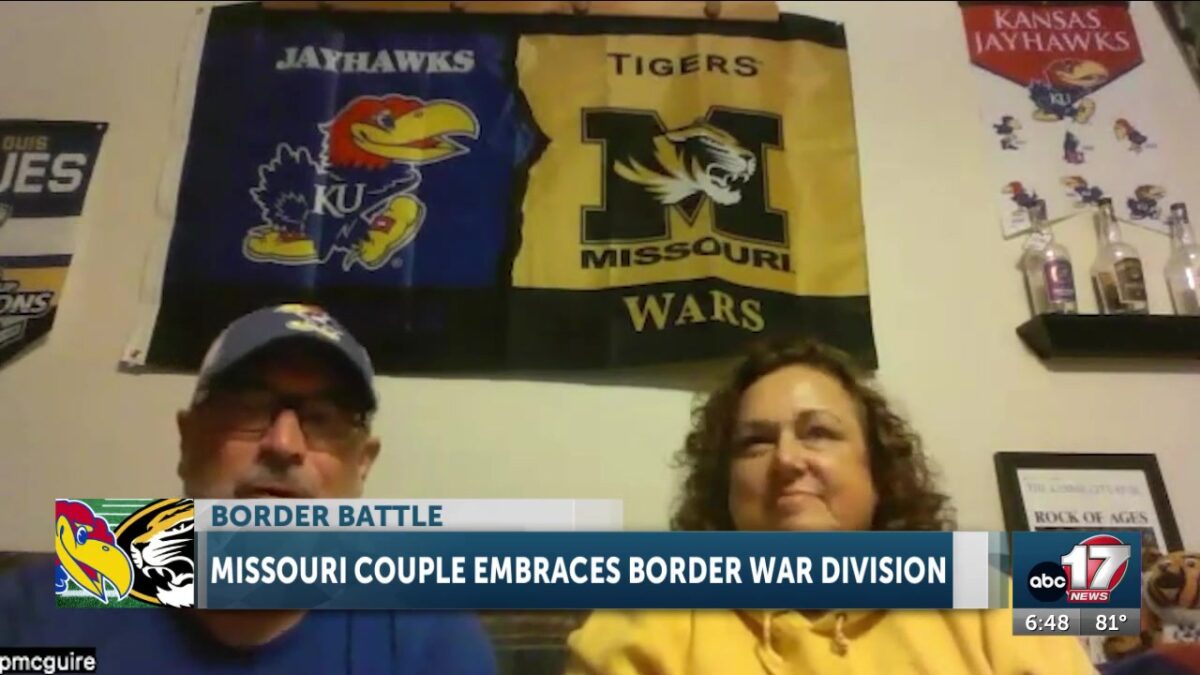 Missouri couple embraces divided household ahead of Mizzou-Kansas Border War