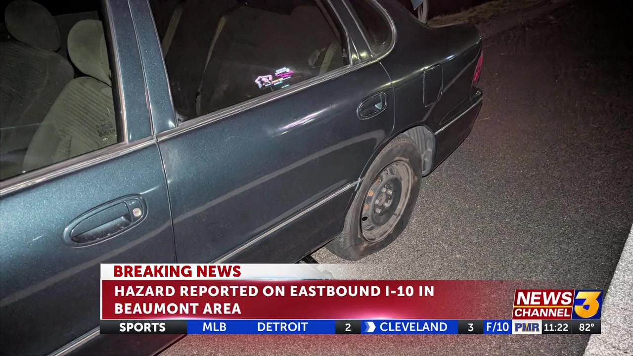 Large pothole creates hazard for drivers on eastbound I-10 in Beaumont