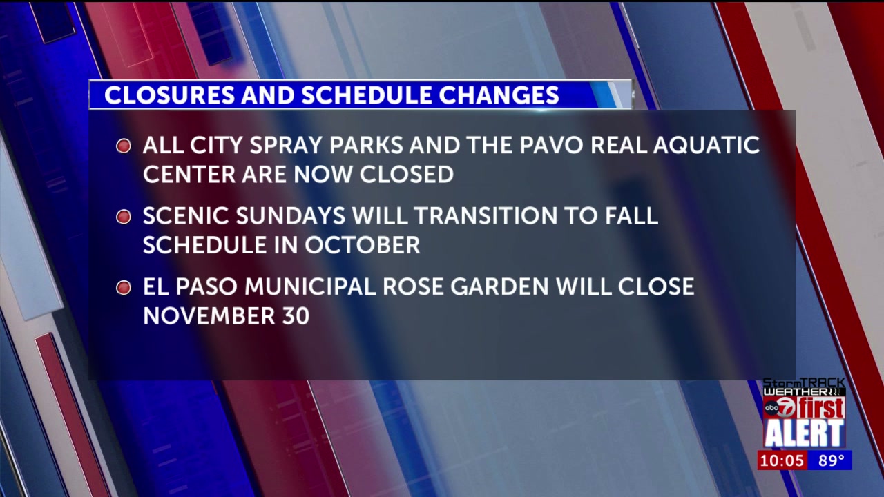 City of El Paso Parks and Recreation announces seasonal closures
