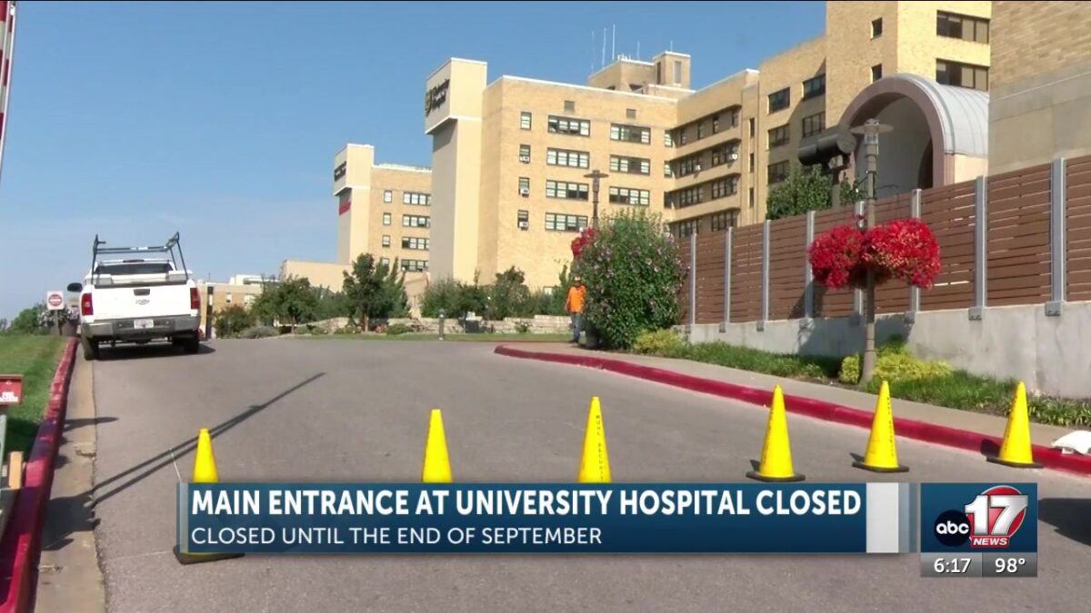 Main entrance to University Hospital temporarily closed for construction