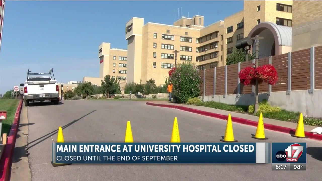 Main entrance to University Hospital temporarily closed for construction