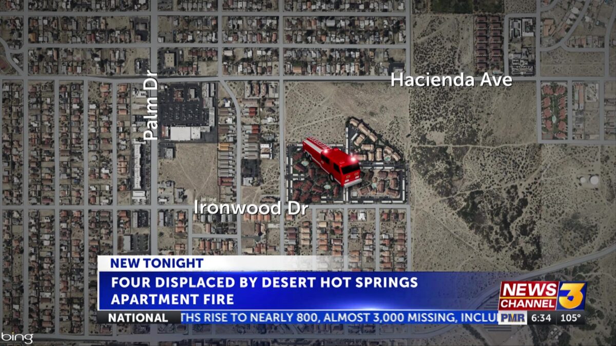 Four displaced after Desert Hot Springs apartment fire