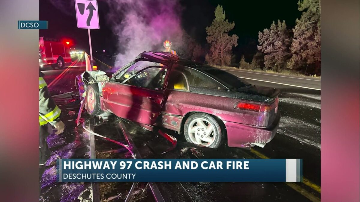 Powell Butte man arrested after single-vehicle crash and fire on Highway 97