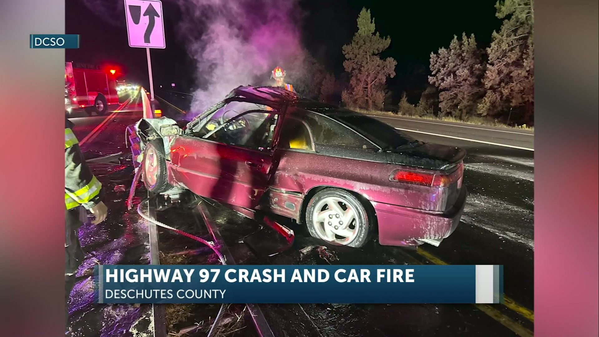 Powell Butte man arrested after single-vehicle crash and fire on Highway 97