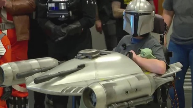 A Twin Cities boy living with a rare form of muscular dystrophy received a gift from a galaxy far