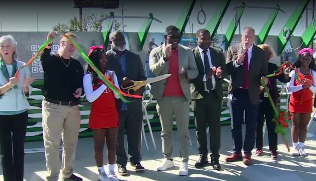 Huffman High School has unveiled a new outdoor fitness court