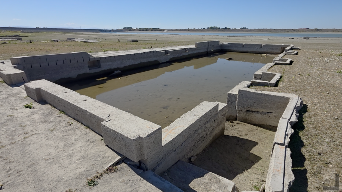 Low water levels at American Falls Reservoir reveal the original town that moved uphill a century ago