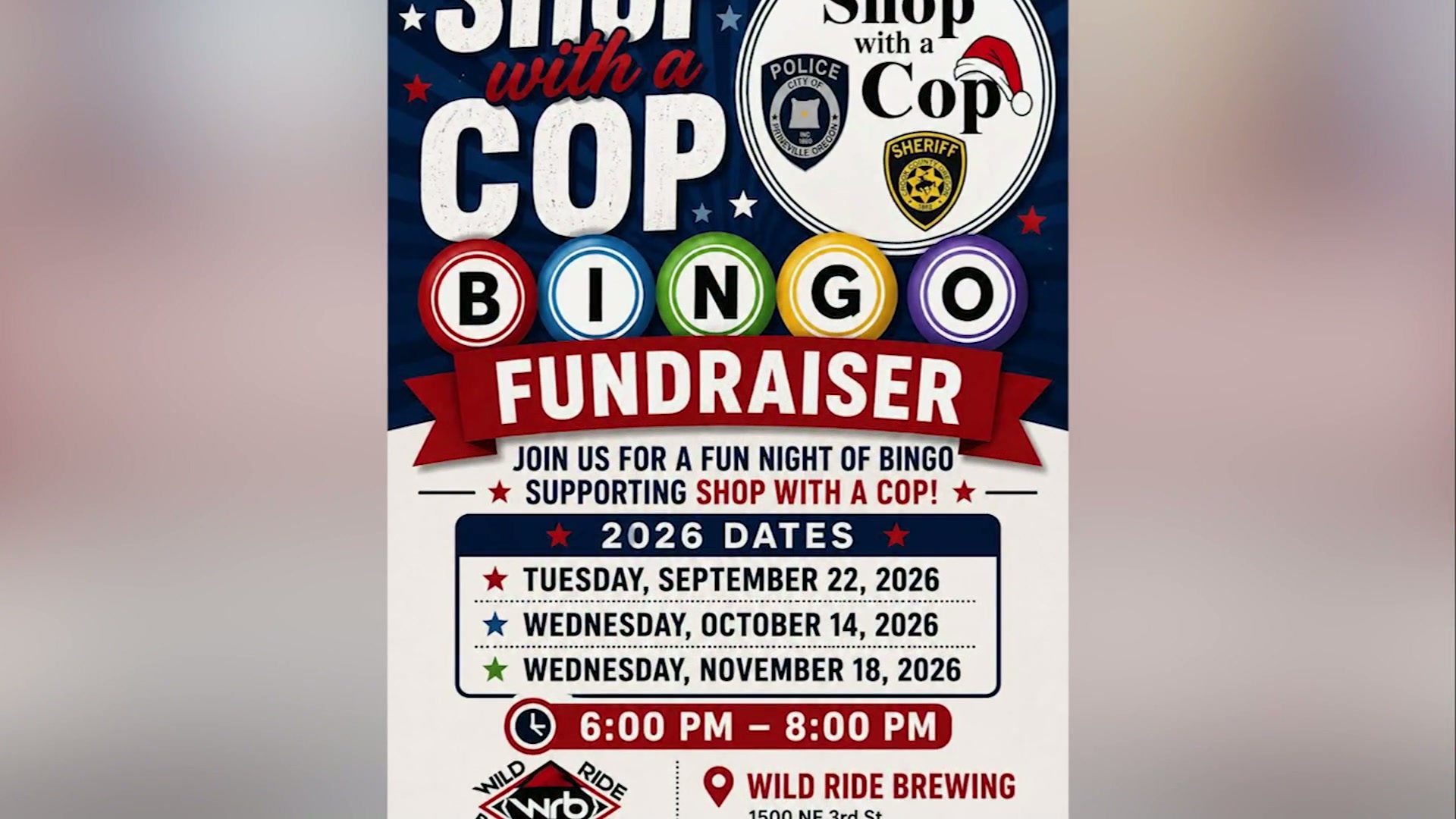 Bingo nights at Wild Ride Brewing will benefit local Shop with a Cop program