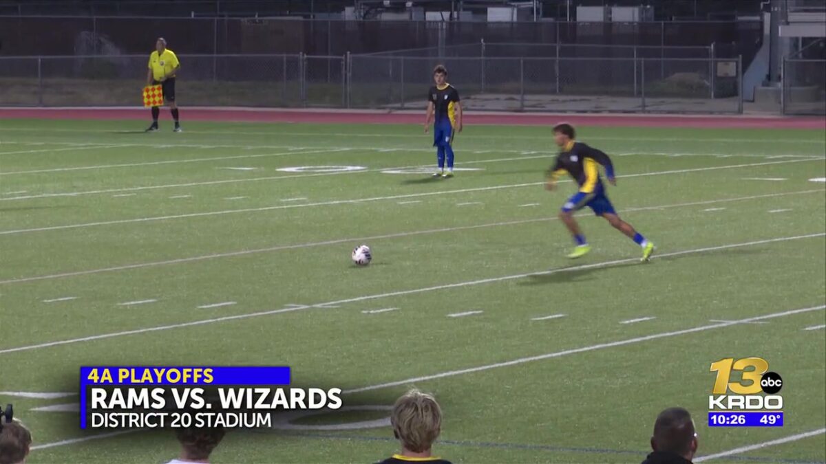 The Rampart boys soccer team in Class 4A playoff action