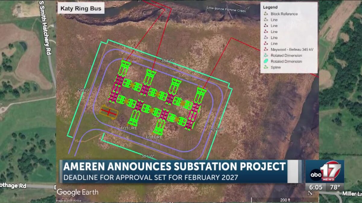 Ameren Electric substation application speculated to be located near Little Bonne Femme Creek