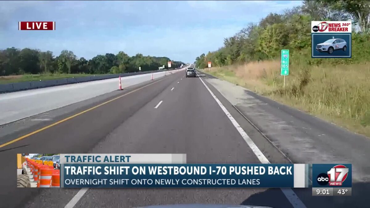 I-70 westbound traffic shifts to new median lanes in Cooper County pushed back