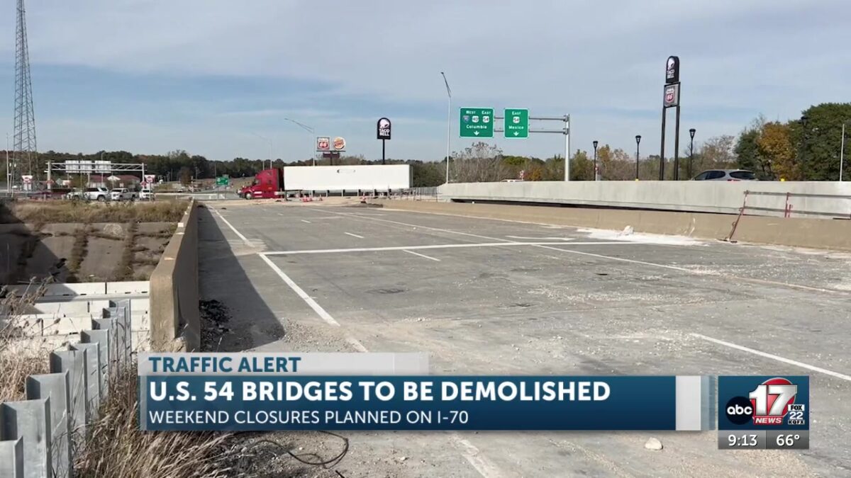U.S. 54 over I-70 to close in Kingdom City for bridge demolition