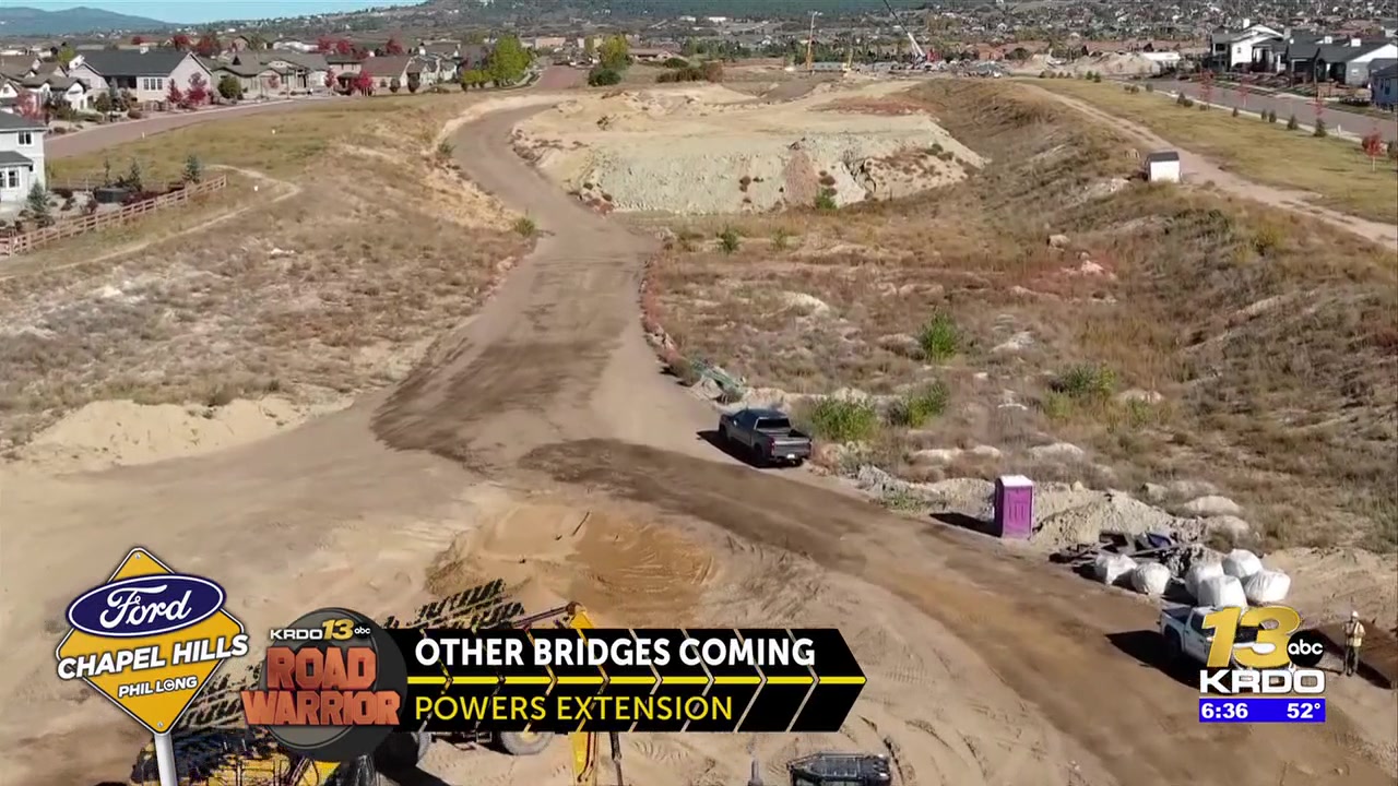 Crews place first girders on 1 of 4 bridges in the Powers Boulevard extension project in Colorado Springs