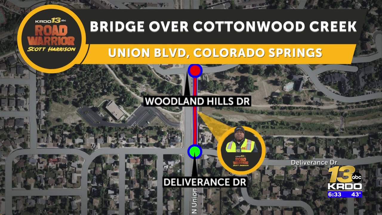 Rain likely to delay start of 8-week bridge maintenance project at Union Boulevard/Cottonwood Creek in Colorado Springs