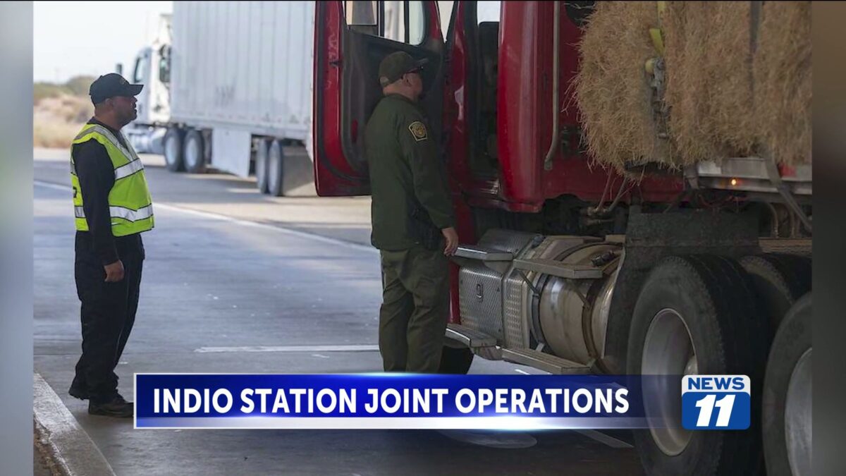 Border Patrol agents conduct commercial vehicle enforcement operations at Indio Station